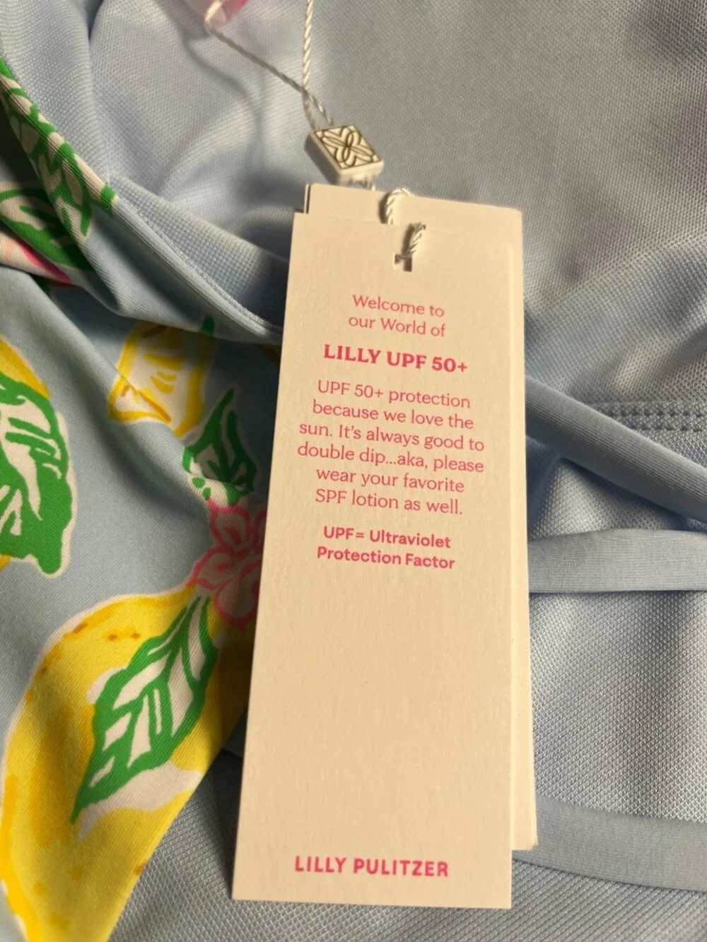 Lilly Pulitzer NWT Jesper Rashguard Swimsuit 12 Bluette Make Lemonade Print UPF